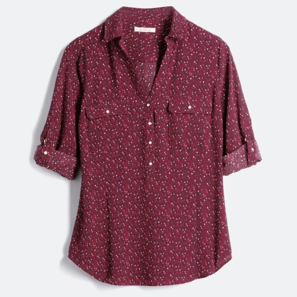 Skies Are Blue Maroon Patterned Button-Down Shirt